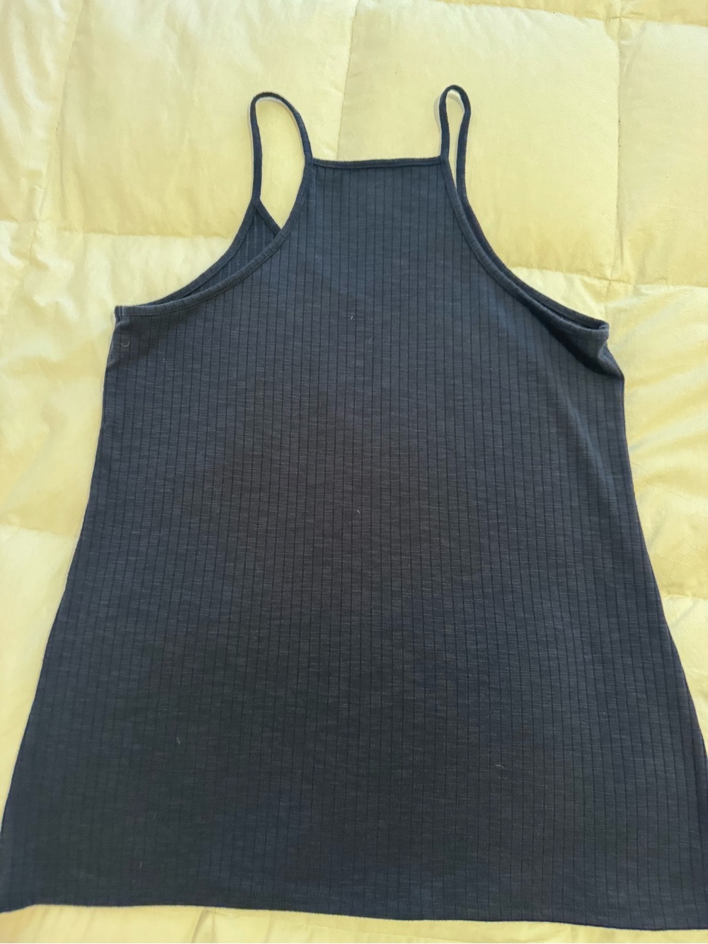LOFT Navy Ribbed High-Neck Spaghetti Strap Tank